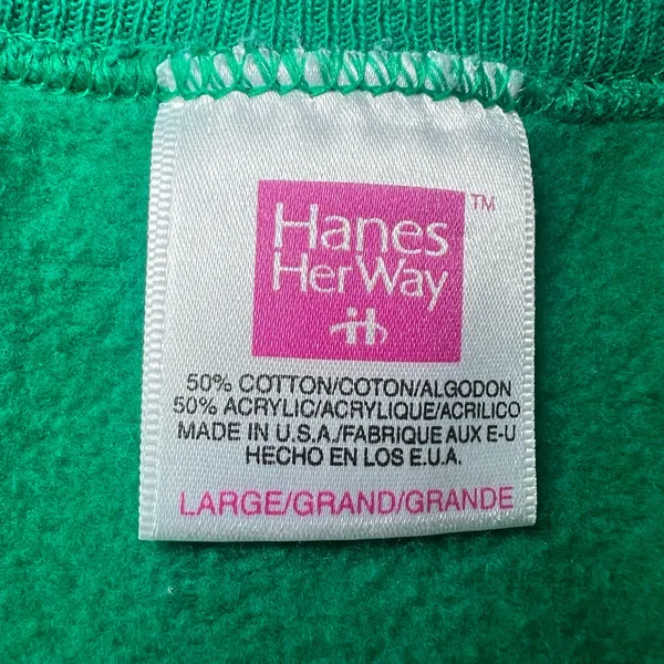 Hanes Vintage 90s‎ Christmas Sweatshirt Womens Large Green Crew Neck Motif Retro - Image 8