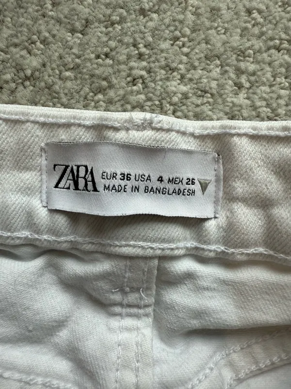 ZARA White Denim Shorts - Image 3