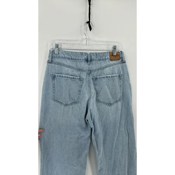 Hollister ultra high ride baggy light was wide leg jeans school retro sz 8 - Image 5