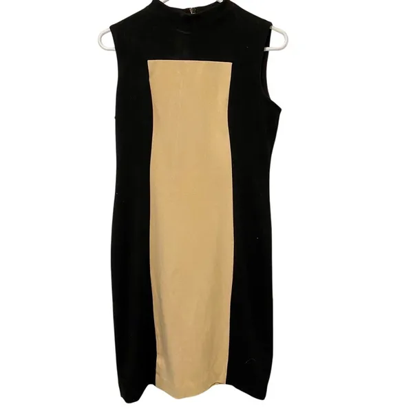 Calvin Klein Black/Tan Sleeveless Dress - Image 3