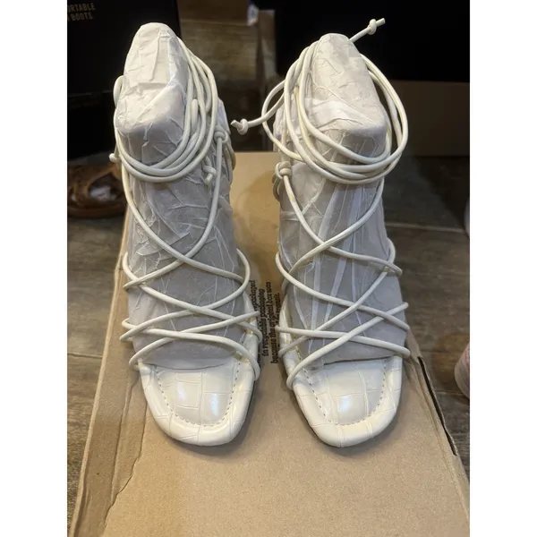 Sam Edelman Circus‎ Blanche Sandal Ivory Womens Size 6.5 Croc Embossed - Image 9