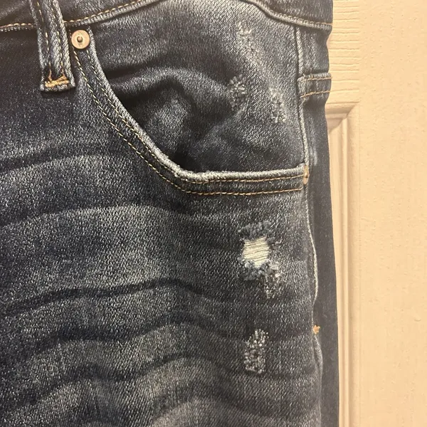 KanCan High Rise Dark Ripped Button Fly‎ Flare Jean Womens XL - Image 7