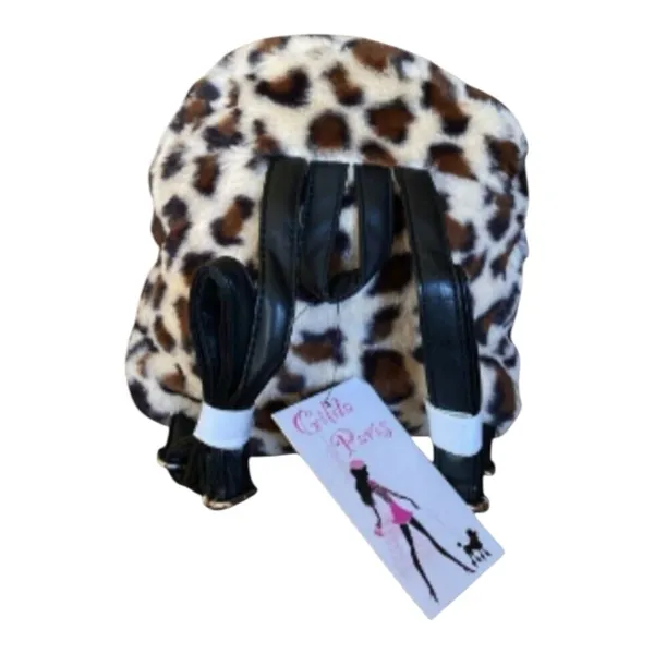 Gilda Paris Leopard Print Faux Fur Mini Backpack One Size Beige Brown NWT - Image 6