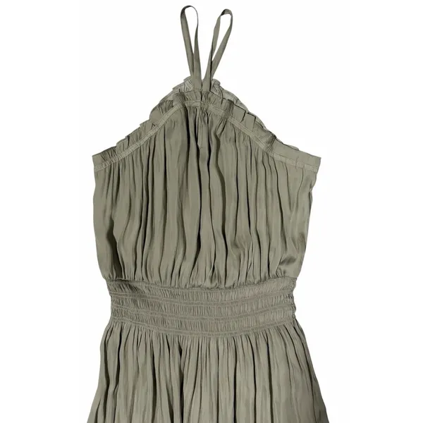 Miou Muse Halter Neck Ruffle Dress Khaki Green Women's Size‎ Medium - Image 4