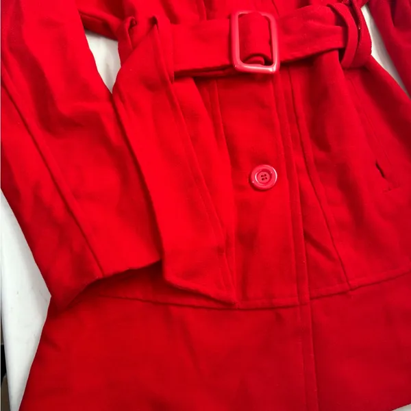 Lamasini Women's Vibrant Red Trench Coat - Image 4
