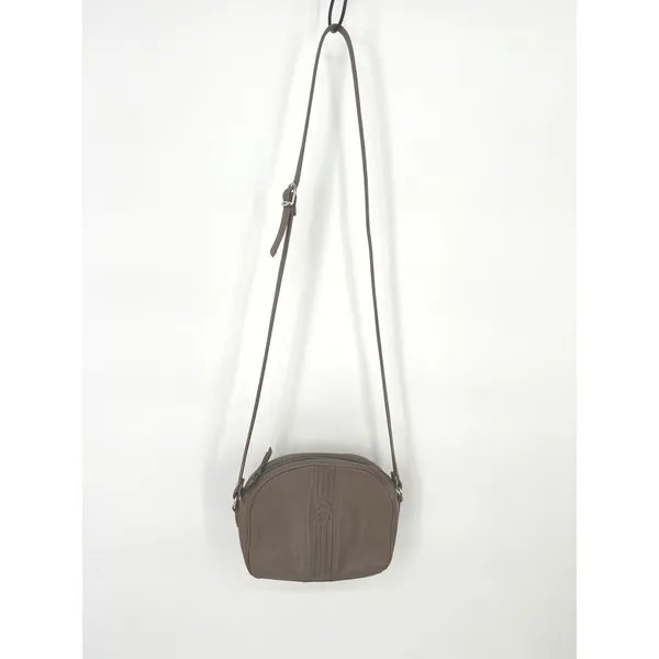 Vintage Etienne Aigner Crossbody Small Bag Purse Taupe Leather‎ Logo Zip Earthy - Image 15