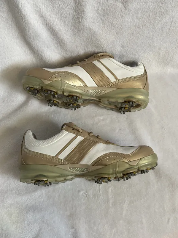 Ladies GEOX Beige and White Lace Up Golf Shoes Sneakers Size 7 - Image 4