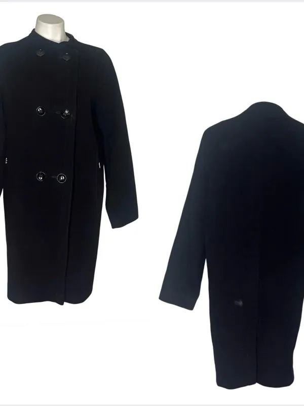 BOGNER Black Coat Virgin Wool Cashmere Blend Double Breasted Womens Size 8 EU 38 - Image 11