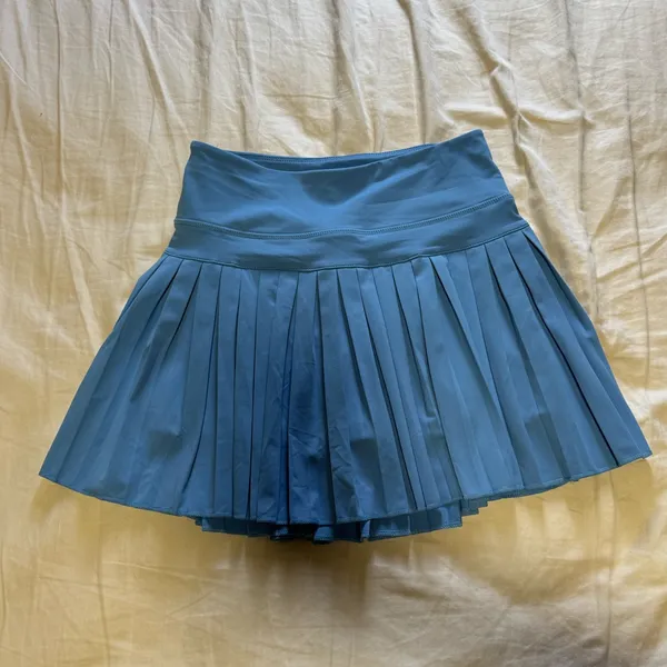 Gold Hinge 15" Pleated Tennis Skirt Marina Blue - Image 4