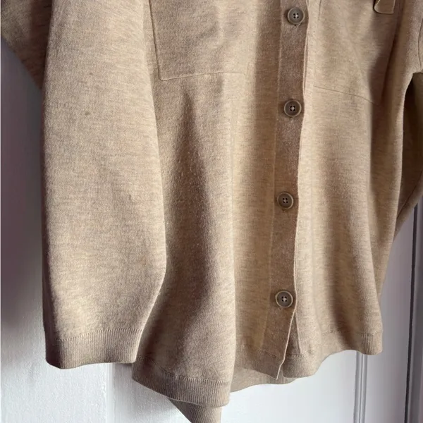 Wilfred Free Aritzia Beige Button Front Knit Shirt Jacket Size S - Image 2