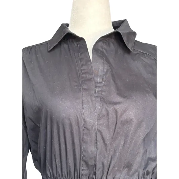 Free People Karolina Black‎ Cotton Mini Dress Puff Sleeve Bubble Hem XS Boho - Image 4
