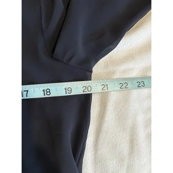 Ann Taylor Black Sheer Chiffon Long‎ Sleeve Blouse Size M Twist/Open Back - Image 7