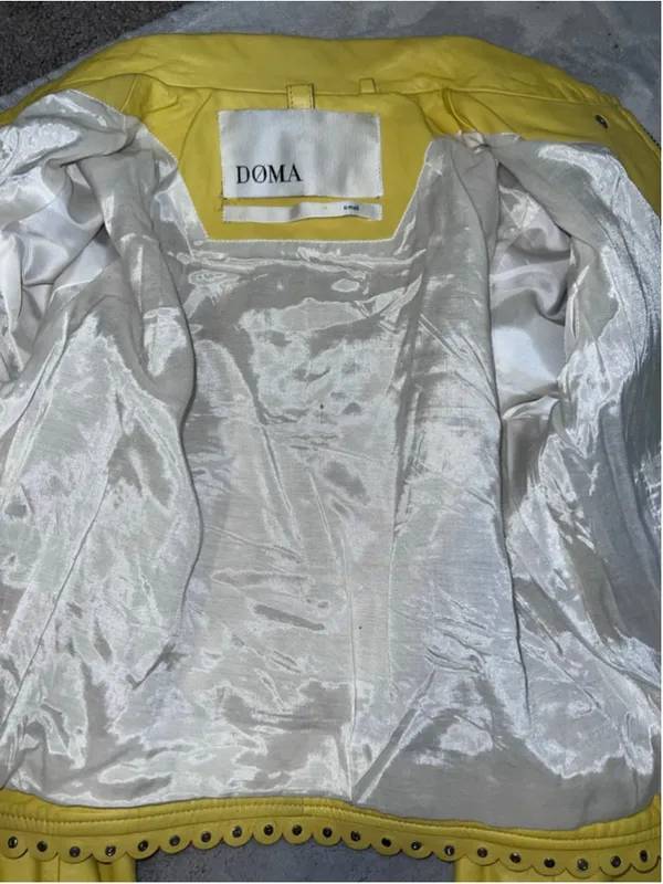 DOMA Yellow Lamb Leather Scalloped Cropped Jacket S - Image 15