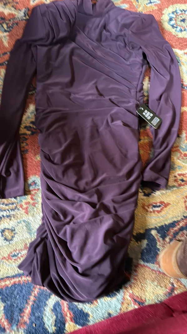 EXPRESS NWT Purple Body Con Ruched Dress - Image 4
