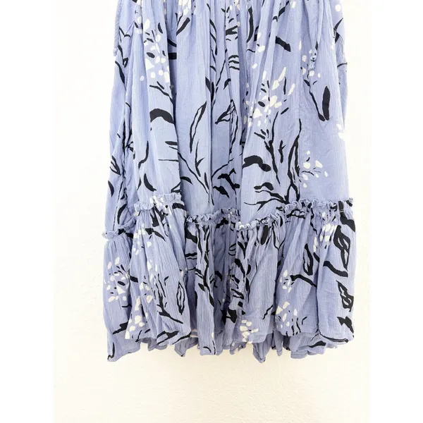 Free People Blue Floral Babydoll Mini Dress Tunic Size XS Tie Strap Boho Cottage - Image 10