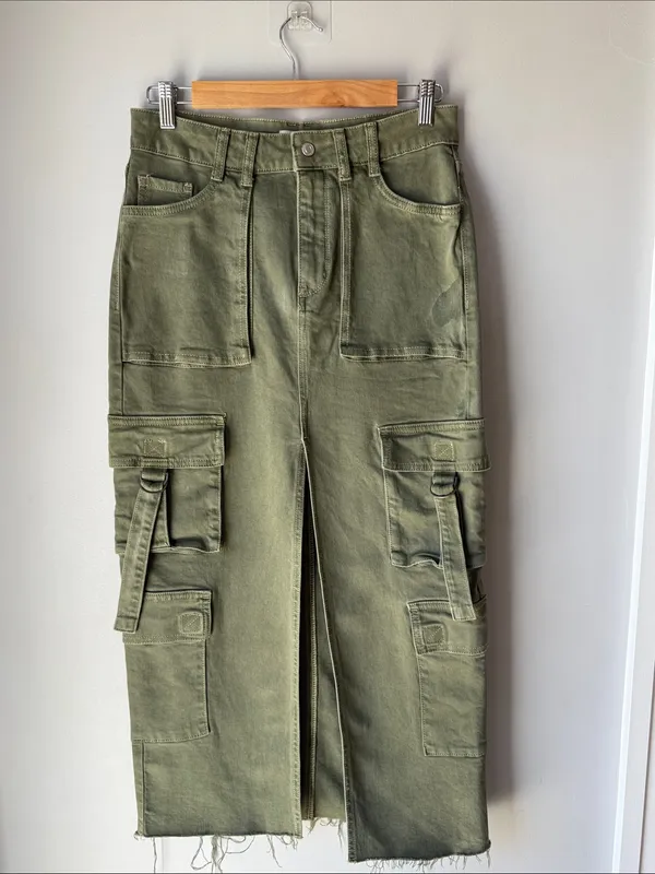 PacSun Olive Cargo Maxi Skirt - Image 2