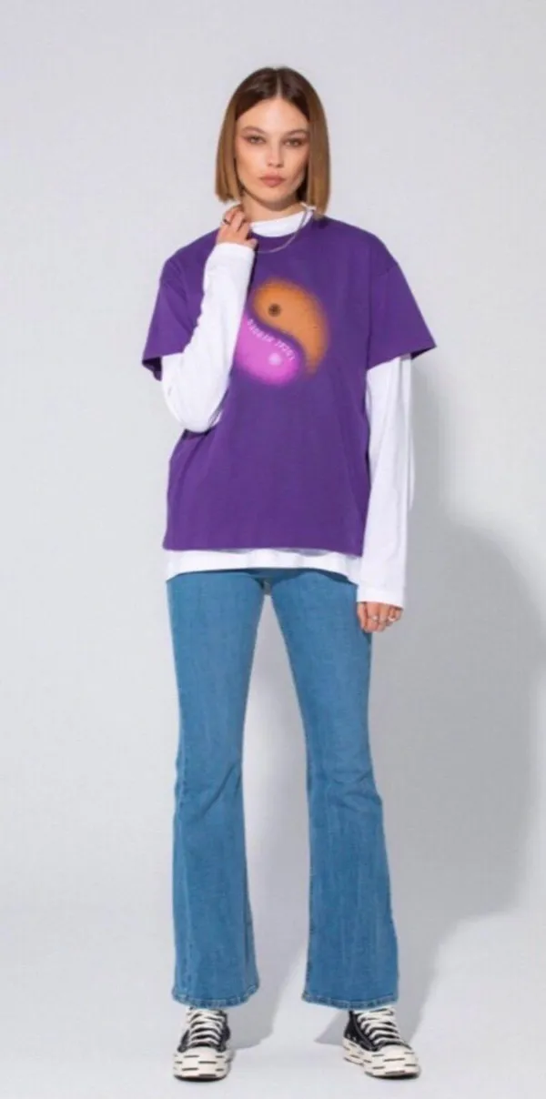 PacSun Tee Local Heroes Yin Yang Purple Tee Size S NWT cm) - Image 4
