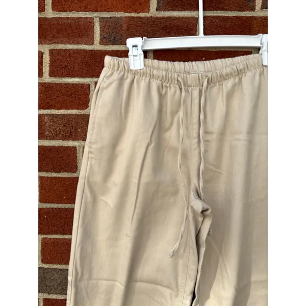 Vanilla Star Linen Blend Wide Leg Pull On Pants Beige Womens Small Casual - Image 3