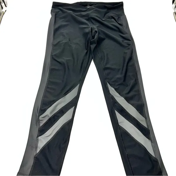 90 Degree By Reflex Women’s Black w/3 Shades of Gray Accent Leggings-Size L - Image 3