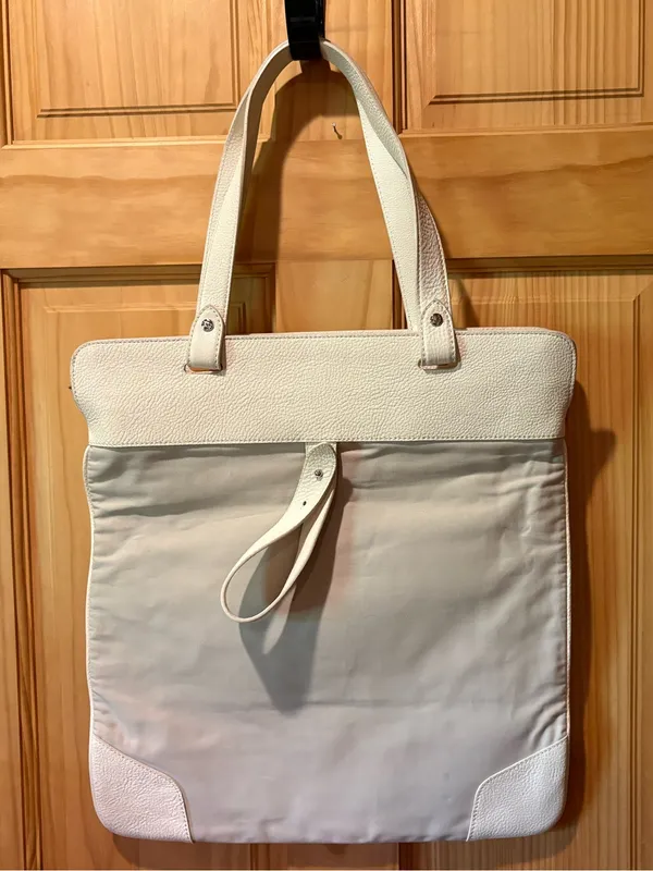 Vintage Burberry Cream Canvas Stowel Roll Up Tote Bag - Image 2