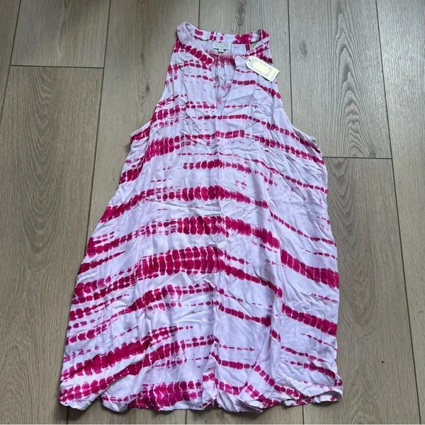 Mud Pie Pink and White Tie-Dye Cover-Up Swing Dress NWT Medium - Image 7