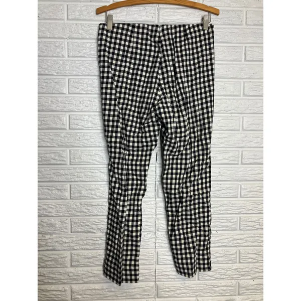 J.‎ Jill Gingham Pants Womens 8 Petite Black White Excellent Side Zip Stretch - Image 4