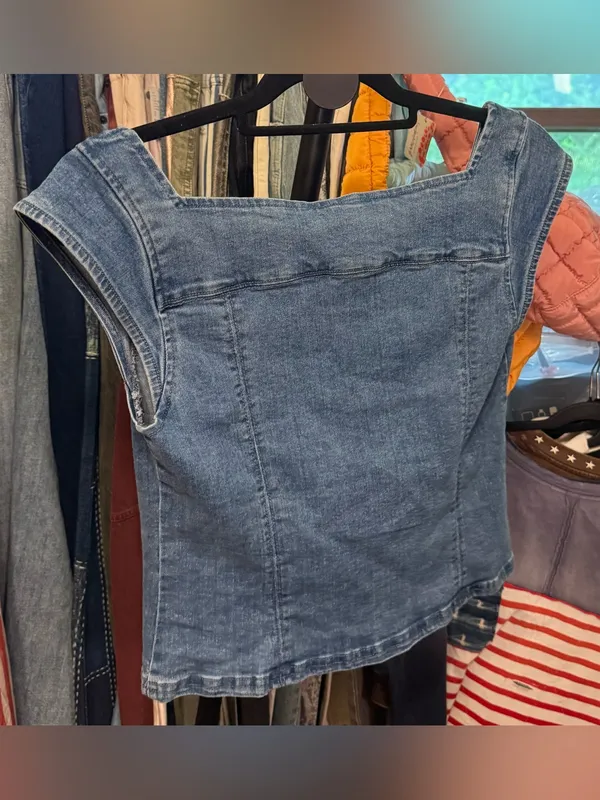 NWT Free People Marilyn Denim Corset - skylight light denim - medium - Image 12