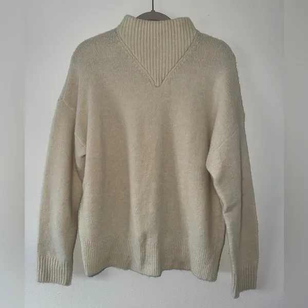 Madewell Neutral Clean Chic Minimalistic Dillon Mock Neck Pullover Sweater large - Image 7