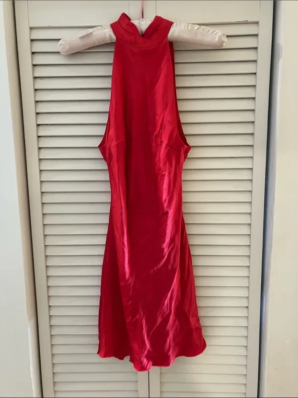 Meshki Claire Red Sleeveless Satin Dress Altered Mini Size XS - Image 3