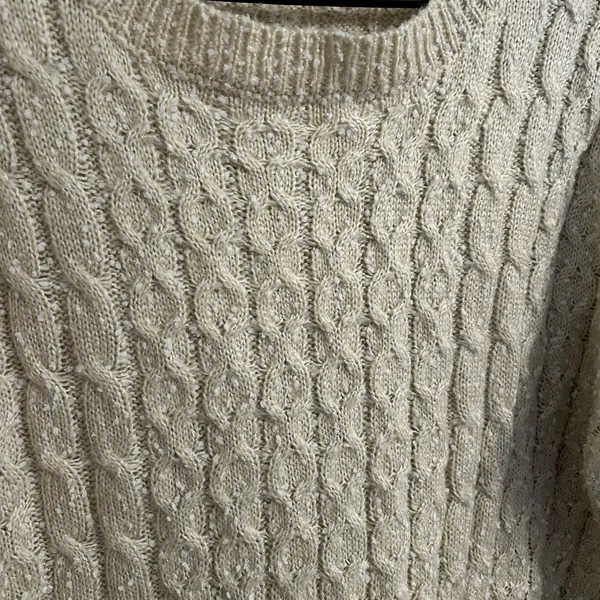 POL Women's Size Medium Sweater‎ Pullover Cable Knit Oversized Loose Fit Cream - Image 5