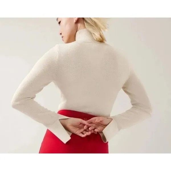 Athleta M Alicia Keys Inner Strength Merino Wool Bodysuit Chantilly Cream Medium - Image 7