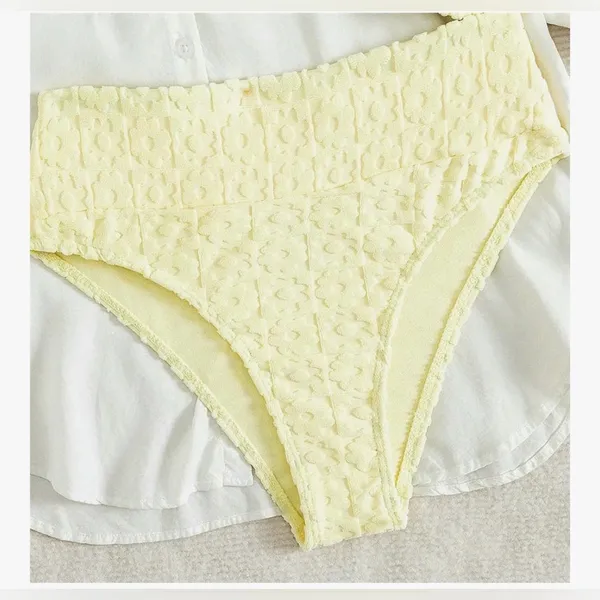 NEW Bikini Sets Flower Embossed Swimsuit Bikini Set Bow Strap Swimsuit S - Image 4
