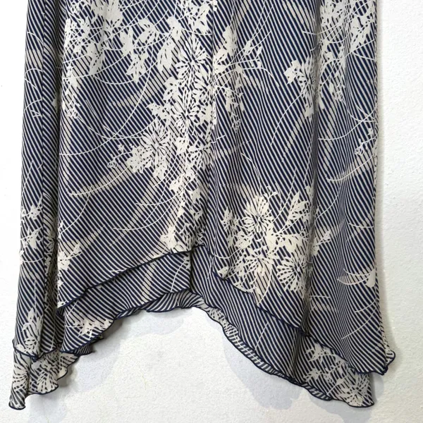 Womens Floral Handkerchief Layered Hem Midi Skirt Size L Blue Flowy Asymmetric - Image 5