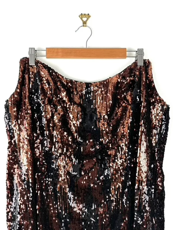 Anthropologie Strapless Sequin Mini Dress Brown/Black Size 22W NWT - Image 3