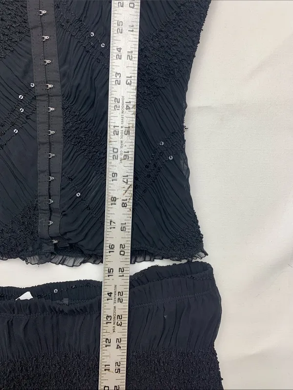 y2k MCM size large Black Textured two piece tank skirt match corset whimsi goth - Image 8