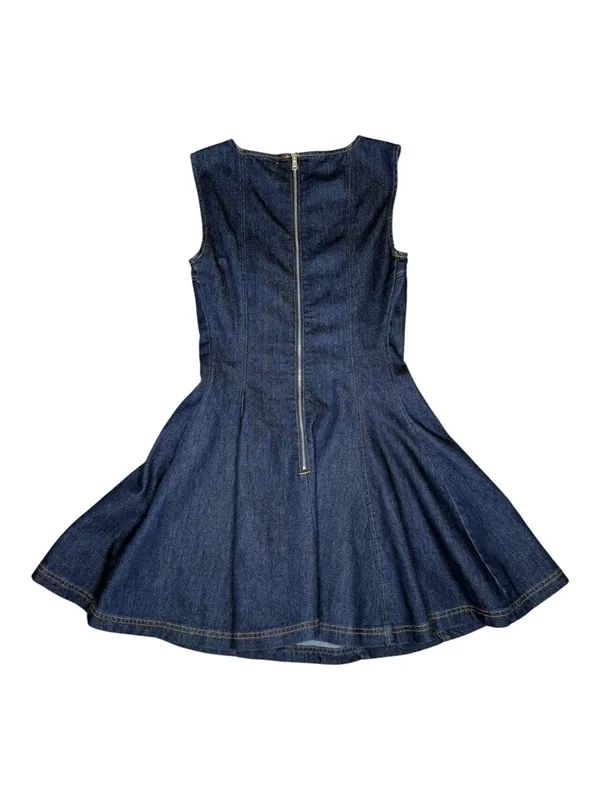 Avec Les Filles 𖦹 Sleeveless A-Line Skater Mini Dress 𖦹 Royal Rinse Denim 𖦹 0 - Image 7