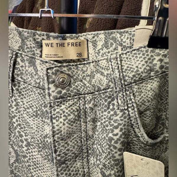 NWT Free People We The Free Good Luck Printed Barrel Jeans - snake combo - 28 - Image 14