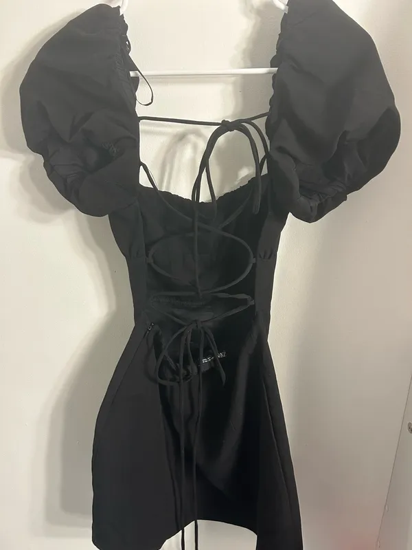 Zara Black Puff Sleeve Mini Dress - Image 5