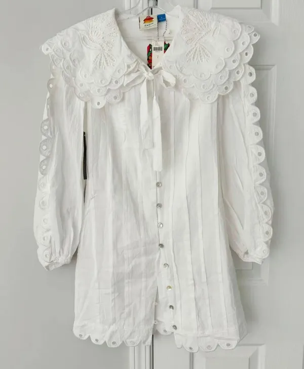 Farm Rio Collared Button Front Mini Dress, Size L - Image 4