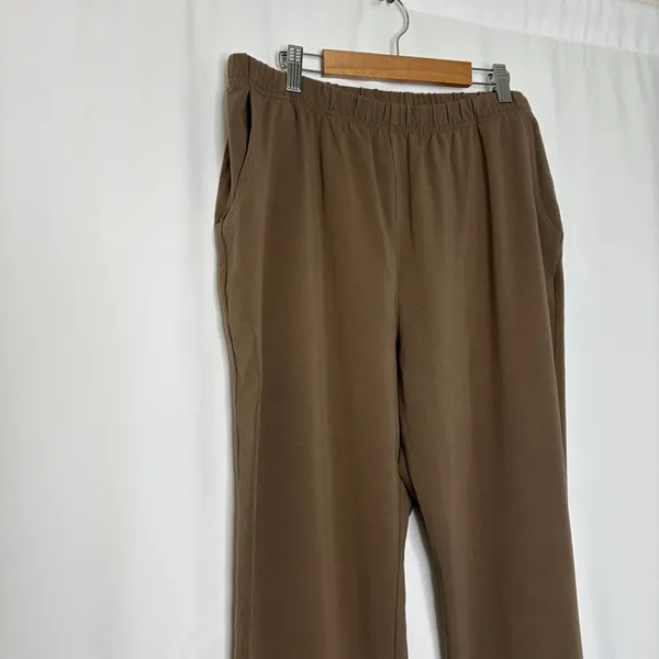 L.L.Bean Brown Elastic Waistband Stretch Pants Cotton Lycra Womens Large - Image 2