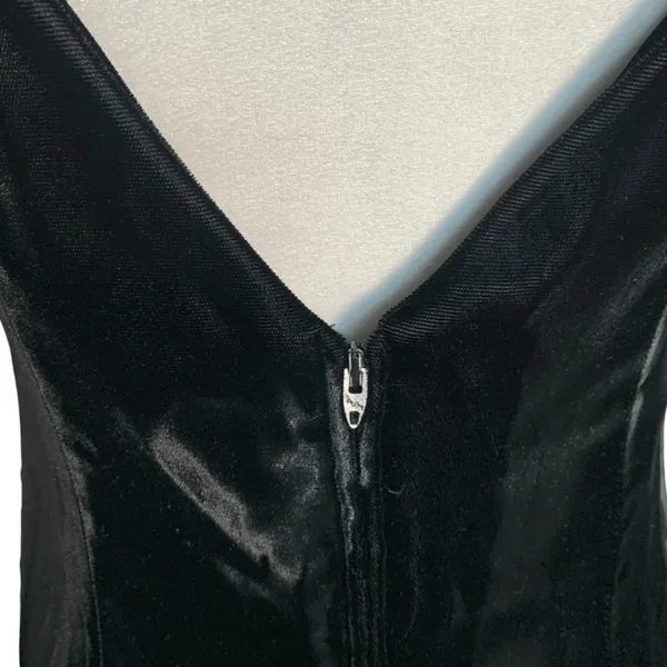Vintage‎ Black Velvet Pearl Beaded Maxi Slip Dress 90s Formal Evening Size 10 - Image 7