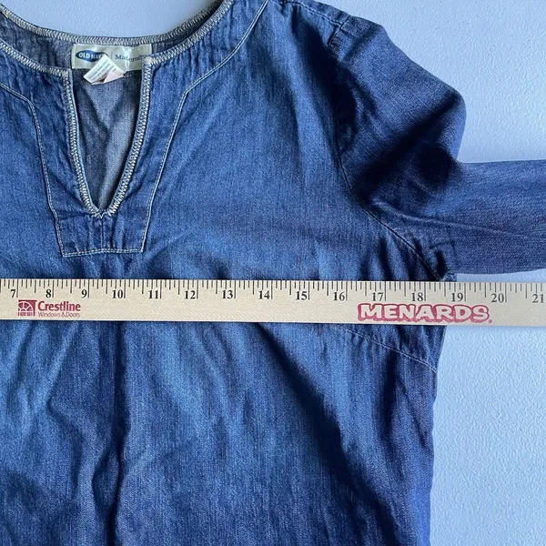 Old Navy Maternity Vintage Denim Blouse Top 100% Cotton Cottagecore Size XS - Image 9