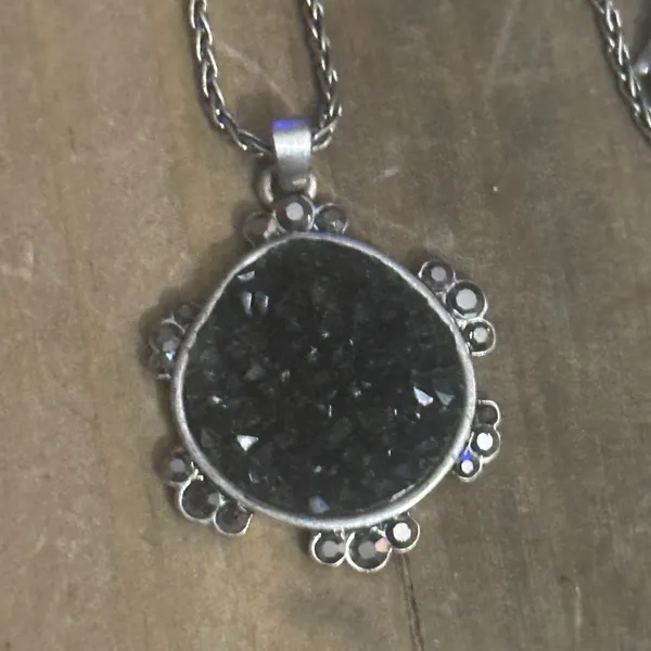 Lucky Brand Black Druzy Stone Pendant Necklace - Image 3