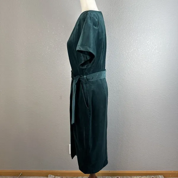 Closet London Kimono Sleeve Velvet Midi Dress Size 10‎ Wrap Tie Emerald Green - Image 5