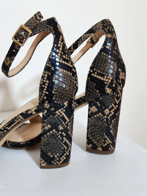 Madden Girl Beella Brown Faux Snakeskin Heeled Sandals Size 6 - Image 5