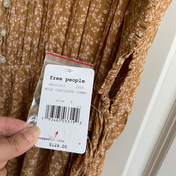 Free‎ People One Fine Day Mini Dress Women S Brown Floral Cottagecore Pleated - Image 10