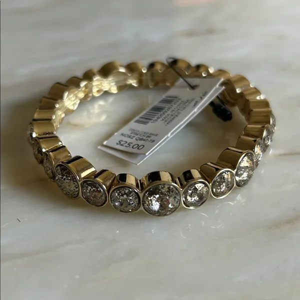 Chico’s Gold-tone Coco Pave Minimalist Stretch Sparkle Bracelet‎ - Image 2