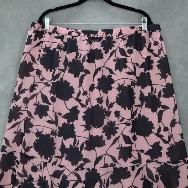 Sag Harbor Pink Blue Floral Knee Length Skirt Pull On Plus Boho‎ XL Extra Large - Image 3