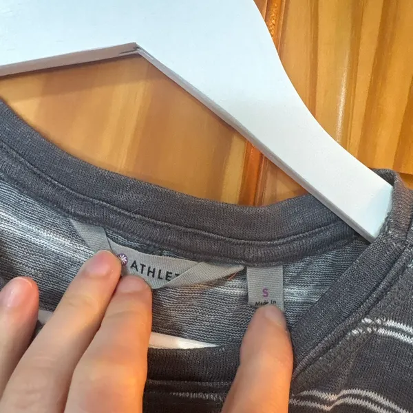 Athleta Size Small Grey Breezy Striped Tank Top - Image 4