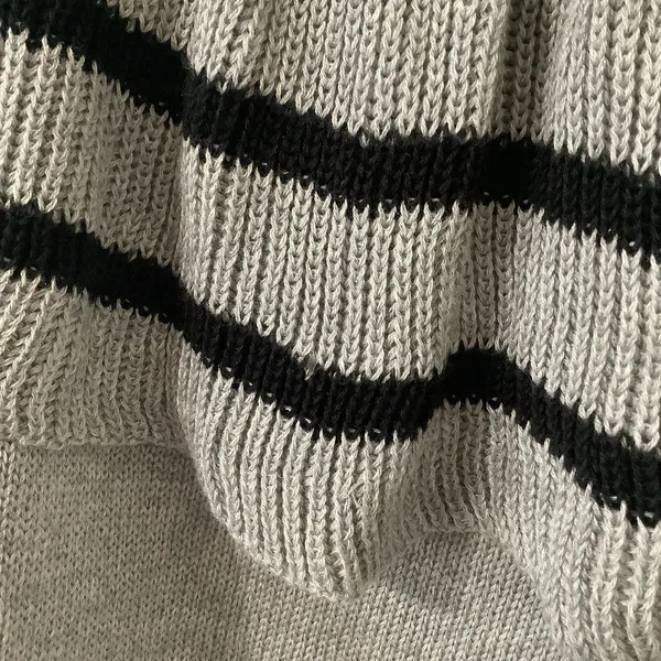 Very J Ruffle Top Knit Comfy Cozy Cozycore Grey Striped‎ Knitted Sweater Large - Image 9